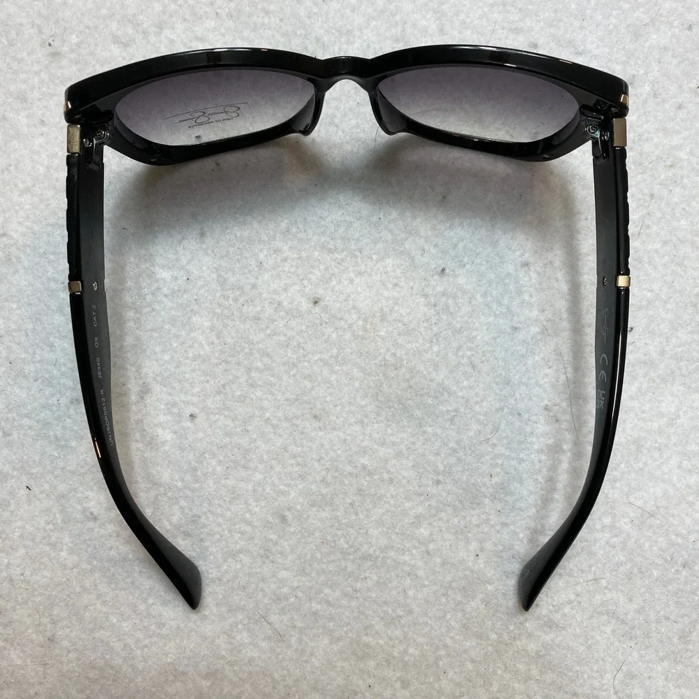 Jessica Simpson Sunglasses Womens OS Black Cat Eye Quilted Gold Detail J5540